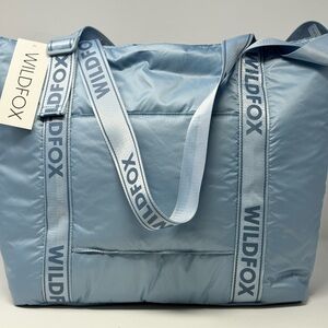 Brand New SEALED Wildfox Blue Puffy Tote  Overnight Bag  Beach Pool GREAT GIFT